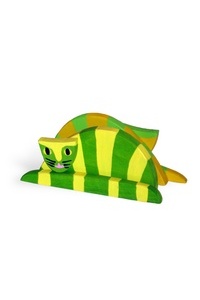 Napkin holder green yellow with the cat u36, Sculpture