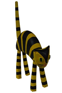 Cat standing black - yellow, Sculpture