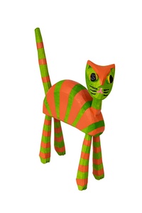 Cat standing orange green