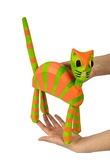 Cat standing orange green