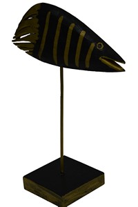 Fish standing piranha black, Sculpture