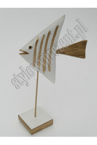 Fish standing scalar white, Sculpture