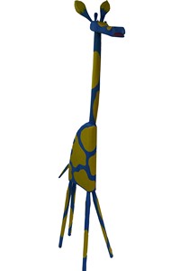 Giraffe big blue-yellow, Sculpture